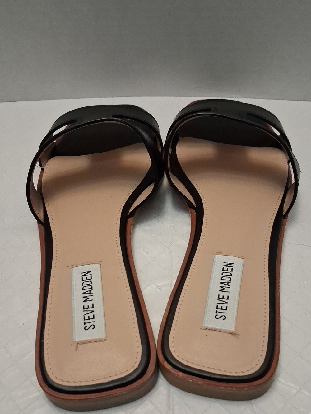 Steve Madden Hazel Size 9 Women's Black Leather Upper Double-Strap Slide/sandals - Picture 8 of 17